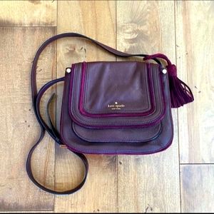 Kate spade crossbody Burgundy genuine goat leather and suede